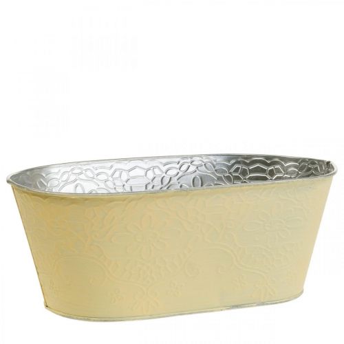 Augalų dubuo metalinis gėlių dubuo ovalus geltonas 25x14,5x10cm