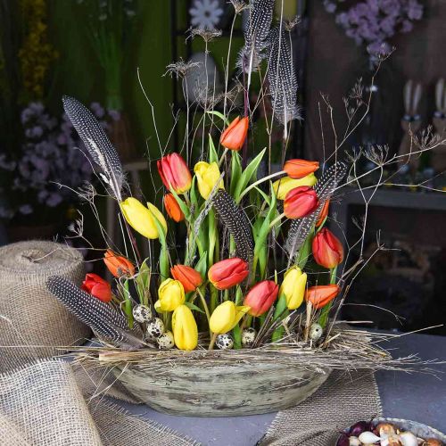 Floristik24 Sodinamosios dubuo ovalus betono medžio išvaizda šviesiai rudos spalvos 37 × 11,5 cm H10 cm