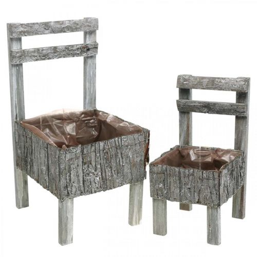 Floristik24 Kėdės sodinimui, sodinamoji, sodo puošmena Shabby Chic, baltai skalbtas 2 vnt