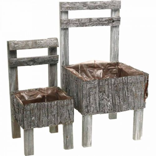 Floristik24 Kėdės sodinimui, sodinamoji, sodo puošmena Shabby Chic, baltai skalbtas 2 vnt