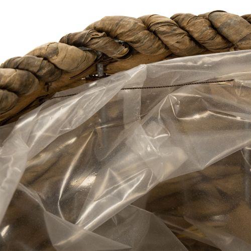 daiktų Sodinimo puodelis su lėkštute, mažas šiaudinis sodinimo krepšelis, Ø17cm, aukštis13cm