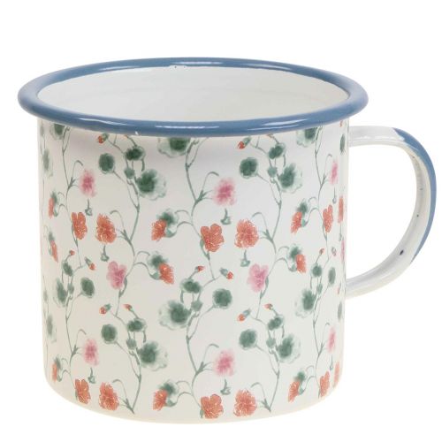 daiktų Augalinis puodelis emalio dekoratyvinis puodelis gėlių motyvai Ø11cm