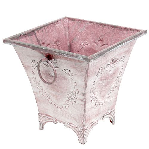 Floristik24 Lakštinio metalo vazonas kvadratinis rožinis 16,7 cm x 16,7 cm A16,5 cm