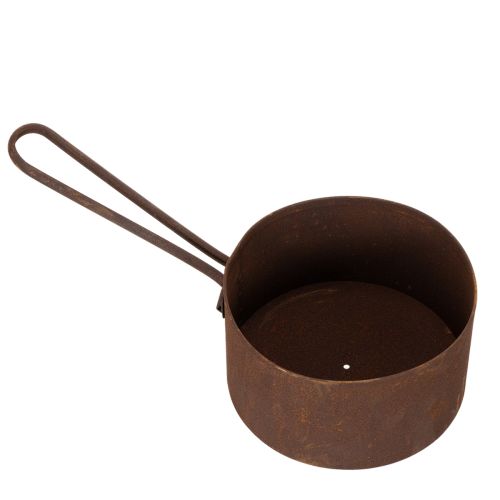 Metalinis augalų vazonas, sodintuvas, rūdžių spalvos keptuvė, dekoratyvinis elementas, Ø20cm, aukštis11cm | Floristik24.lt