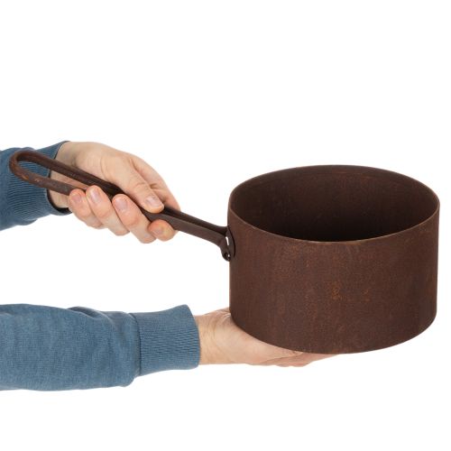 Metalinis augalų vazonas, sodintuvas, rūdžių spalvos keptuvė, dekoratyvinis elementas, Ø20cm, aukštis11cm | Floristik24.lt