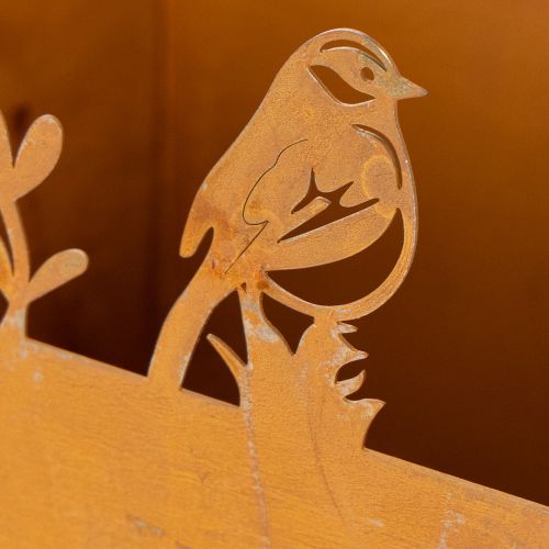 Metalinis augalų vazonas su paukščiais, sodintuvas, spyruoklinis, rūdžių spalvos, 15,5 cm aukščio | Floristik24.lt