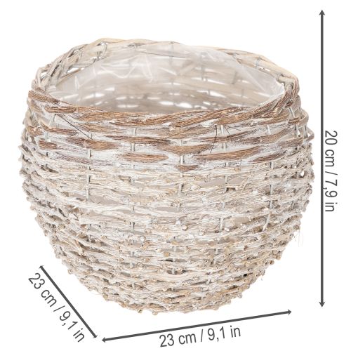 Apvalus pintas krepšelis, didelis dekoratyvinis krepšelis sodinimui, 23 cm | Floristik24.lt