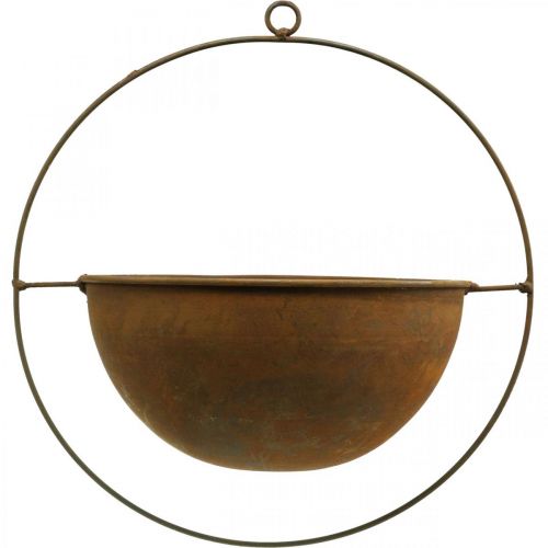Floristik24 Dekoratyvinis dubuo metalinis dekoro žiedas patina pakabinamas dekoras Ø27cm