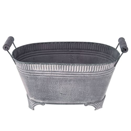 Floristik24 Vazonas vazonui Ovalus vazonas Metalinė pėda Purpurinė Balta L28cm