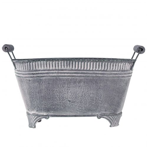 Floristik24 Vazonas vazonui Ovalus vazonas Metalinė pėda Purpurinė Balta L28cm