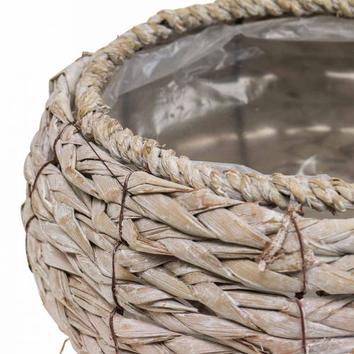 daiktų Augalų krepšelis vazonas apvalus baltas skalbtas Ø22cm H13cm