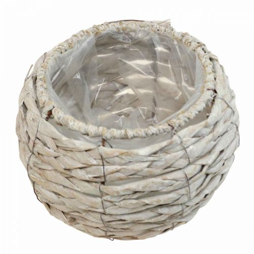 daiktų Augalų krepšelis gėlių vazonas kaimiškas baltas skalbtas Ø17cm H11cm