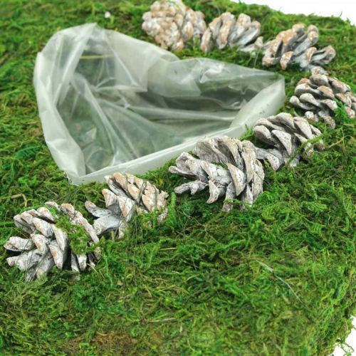 daiktų Augalinės pagalvėlės širdelės samanos ir kūgiai, skalbti balti 25 × 25 cm