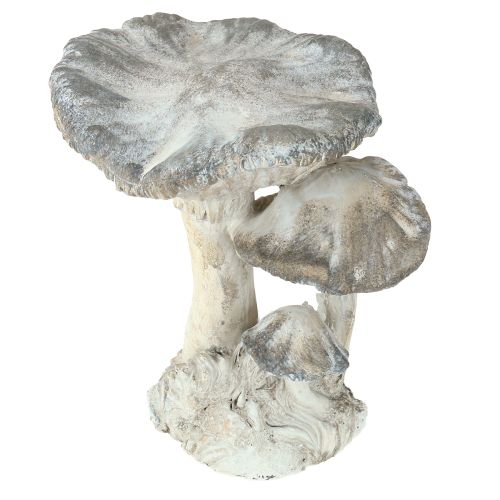 Grybų dekoracija, lieto akmens, pilkai balta, nusausinta, 21,5 × 18 × 22 cm
