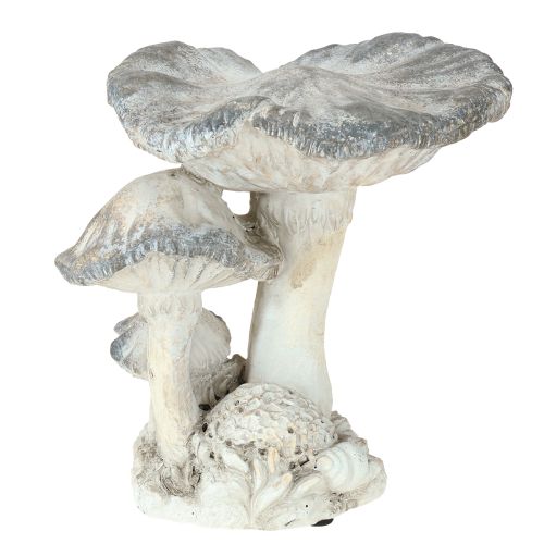 daiktų Grybų dekoracija, lieto akmens, pilkai balta, nusausinta, 21,5 × 18 × 22 cm