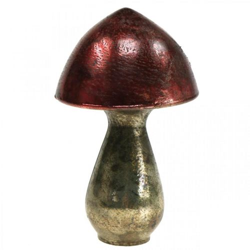 Deco grybo raudona didelio stiklo rudens puošmena Ø14cm H23cm