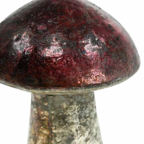 Floristik24 Dekoratyvinis grybų metalo apdailos stiklas avietinės spalvos, sidabras H10cm