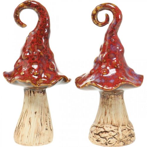 Floristik24 Keraminiai grybai magic forest red dekoratyvinis grybas keraminis dekoras H16cm 2vnt