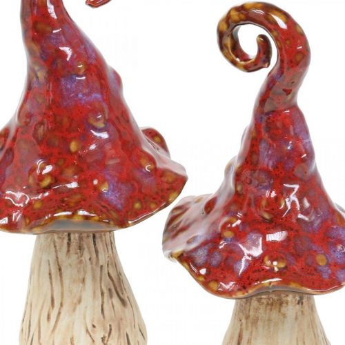 Floristik24 Keraminiai grybai magic forest red dekoratyvinis grybas keraminis dekoras H16cm 2vnt