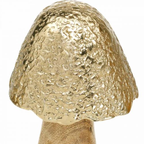 Floristik24 Dekoratyvinis grybo metalo medžio auksinis, natūralaus stalo puošmena rudens 18,5cm