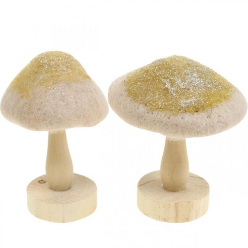 Deco grybo mediena, veltinis su blizgučiais stalo puošmena Advent H11cm 4vnt