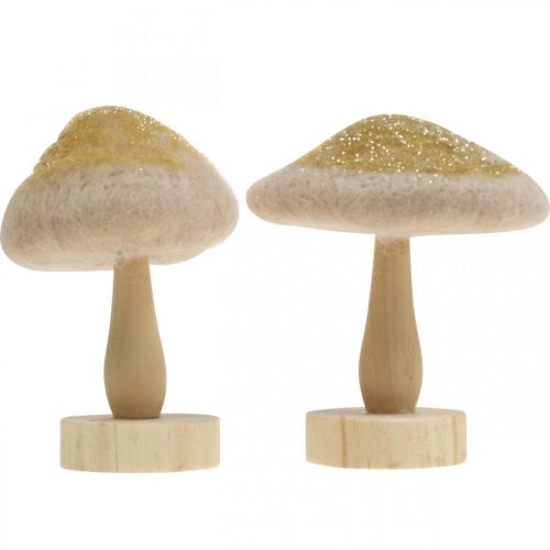 daiktų Deco grybo mediena, veltinis su blizgučiais stalo puošmena Advent H11cm 4vnt