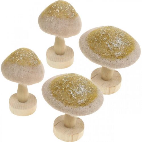 daiktų Deco grybo mediena, veltinis su blizgučiais stalo puošmena Advent H11cm 4vnt