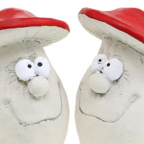 daiktų Grybai papuošti, Naujametinė puošmena, miško grybai, betono apdaila raudona, balta A10cm P12,5cm 2vnt.