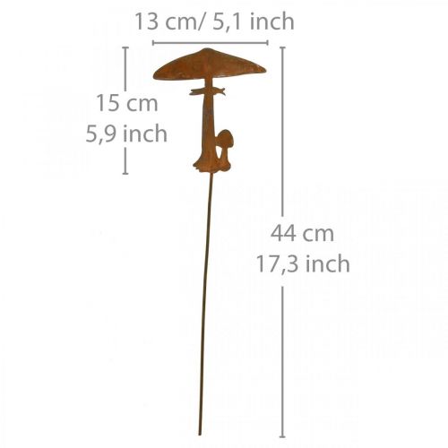 Floristik24 Rust deco grybų sodo kuolas metalinė rudens puošmena 44cm