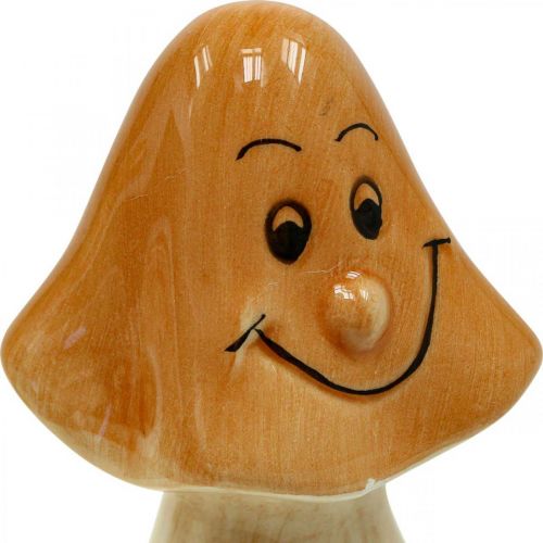 Deco grybai keraminės rudos rudens puošybos figūrėlės Ø6cm A10,5cm 3vnt