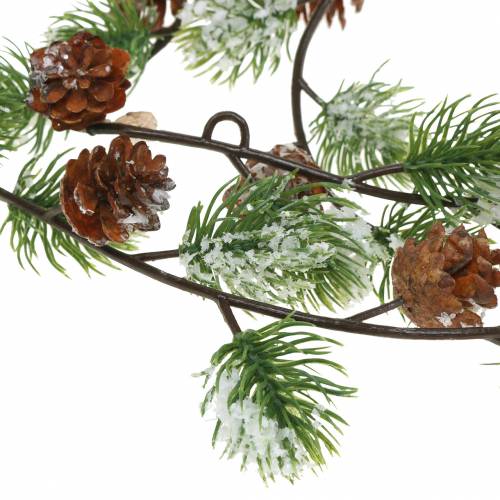 Floristik24 Pušies girlianda su kūgiais padengta sniegu 145cm