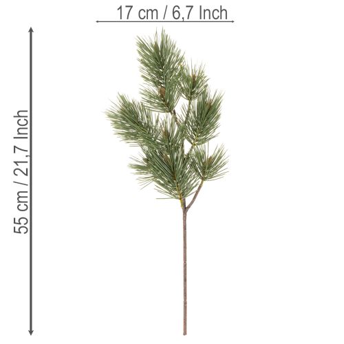 Dirbtinė pušies šaka kaip dekoratyvinė eglės šaka, 55 cm, 3 vnt. | Floristik24.lt