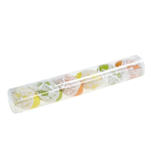 Floristik24 Plastikiniai dekoratyviniai margučiai su tiuliu pakabinti 6cm 6vnt