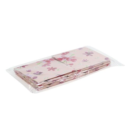 Floristik24 Popierinis maišelis 12cm x 12cm rožinis su raštu 8vnt