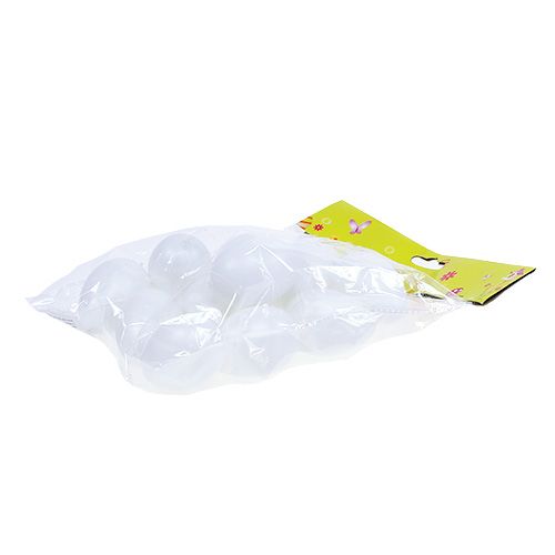 Floristik24 Plastikinis kiaušinis pakabinimui 6cm baltas 12vnt