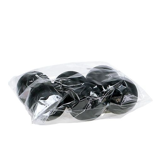 Floristik24 Plastikinis rutulys juodas Ø6cm 6vnt