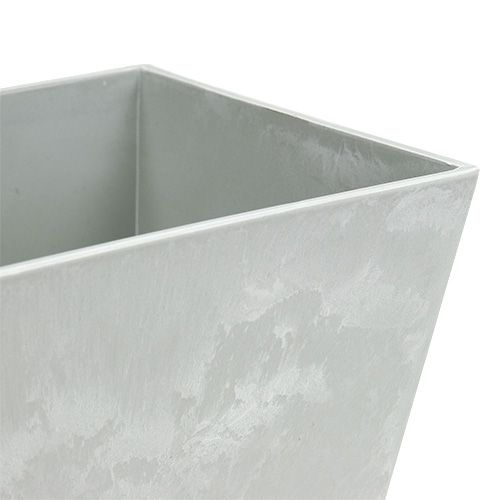 Floristik24 Kvadratinis plastikinis dubuo pilkas 20,5 cm x 13,5 cm H10,5 cm