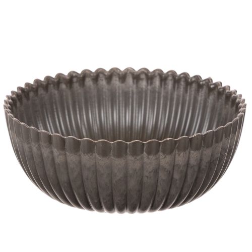 Briaunotas dubuo, antracito spalvos, dekoratyvinis dubuo, apvalus, 15 cm, 2 vnt. pirkti | Floristik24.lt