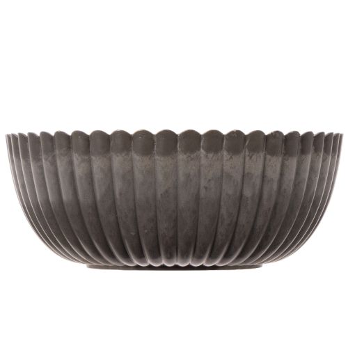 Briaunotas dubuo, antracito spalvos, dekoratyvinis dubuo, apvalus, 15 cm, 2 vnt. | Floristik24.lt