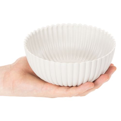 Apvalus, briaunotas baltas dubuo, universaliam dekoravimui, 15 cm, 2 vnt. | Floristik24.lt