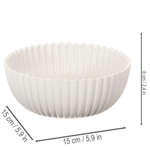 Apvalus, briaunotas baltas dubuo, universaliam dekoravimui, 15 cm, 2 vnt. | Floristik24.lt