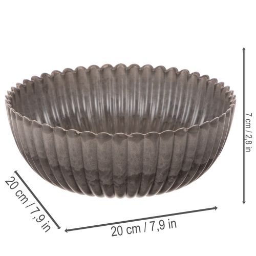 Apvalus, grioveliais išraižytas dubuo, dekoratyvinis indas gėlių kompozicijoms, 20 cm, 2 vnt. | Floristik24.lt