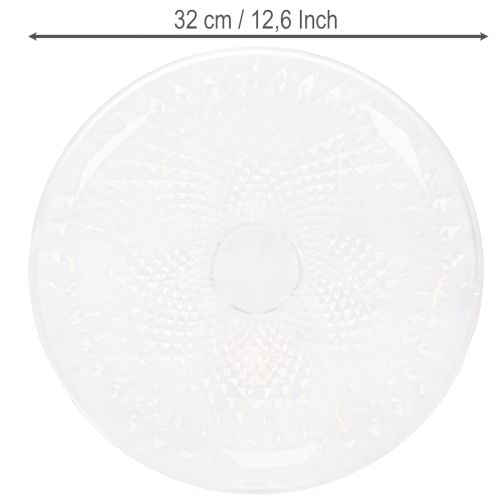 Dekoratyvinis permatomas apvalus dubuo su kojele, 32 cm | Floristik24.lt