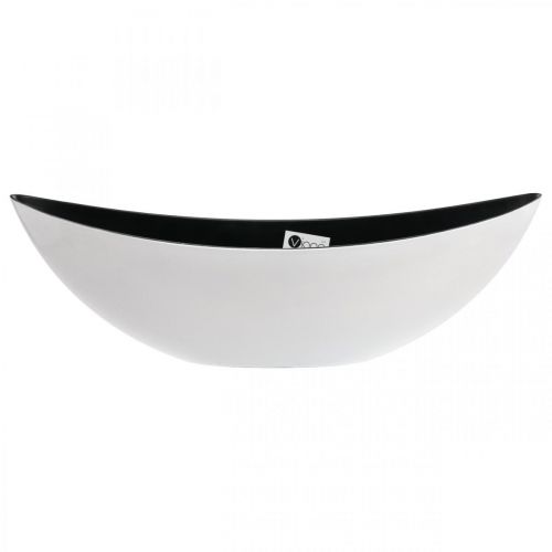 Floristik24 Deco dubuo ovalus baltas, juodas augalų dubuo augalų laivas 55cm