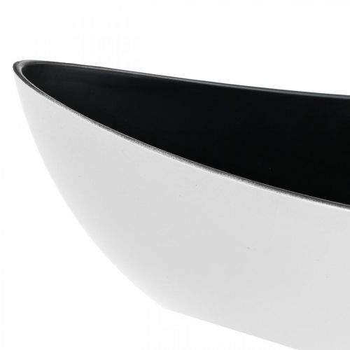 Floristik24 Deco dubuo ovalus baltas, juodas augalų dubuo augalų laivas 55cm