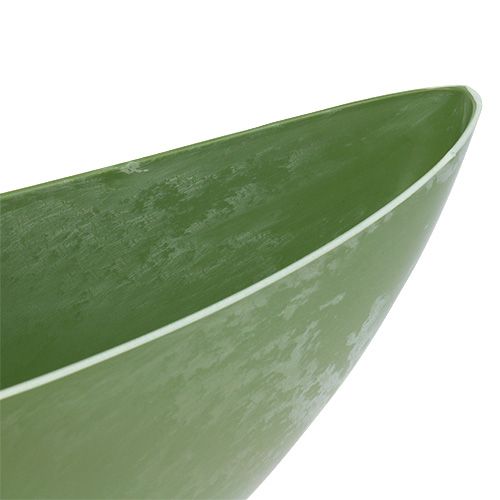 Floristik24 Plastikinė valtis žalia ovali 39cm x 12,5cm H13cm, 1vnt