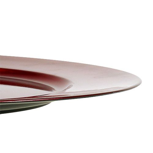 Floristik24 Plastikinė plokštelė Ø25cm raudona su glazūros efektu
