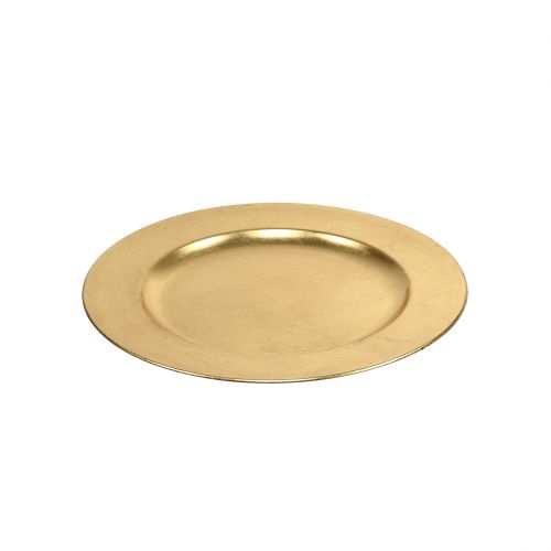 Floristik24 Plastikinė plokštelė 25 cm aukso spalvos su aukso lapo efektu