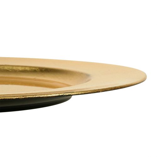 daiktų Plastikinė plokštelė 25 cm aukso spalvos su aukso lapo efektu