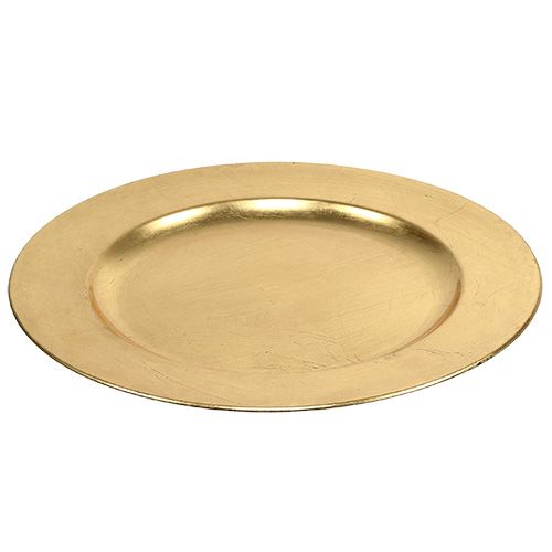 Plastikinė plokštelė Ø33cm auksinė su aukso lapo efektu